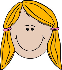 Blonde Girl Face Cartoon With Pigtails Clip Art
